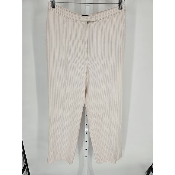 Karen Scott Women's High Rise Pockets Button Closer Striped White Pants Size M - Picture 1 of 5